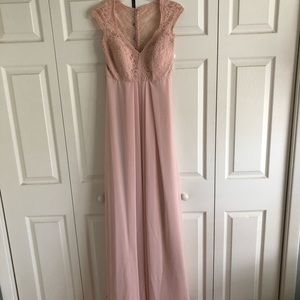Blush lace bridesmaid dress